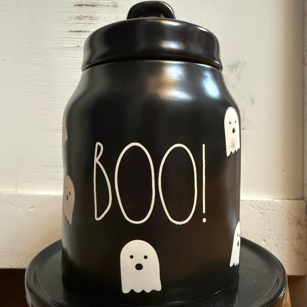 Rae Dunn Black Ghost Boo Canister